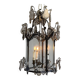 Louis XV style lantern in blackened brass adorned with cut crystal pendants, circa 1900.