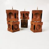 Mid Century Modular Teak Candlesticks, Denmark, 1960s