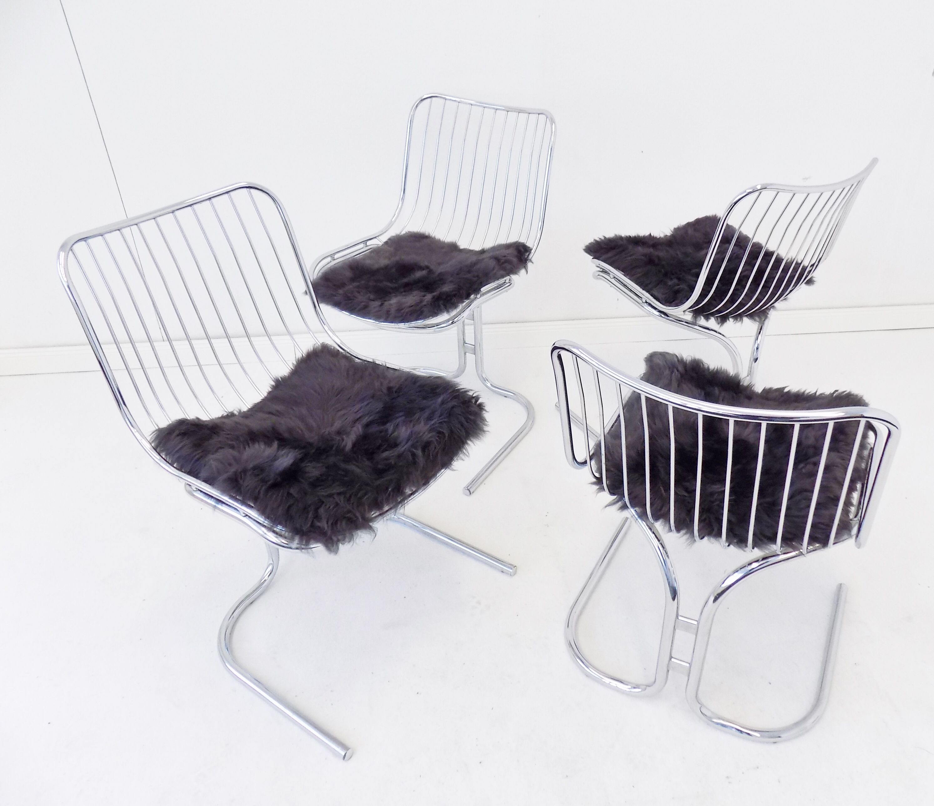 Rima set of 4 Radiofreccia chrome chairs by Gastone Rinaldi
