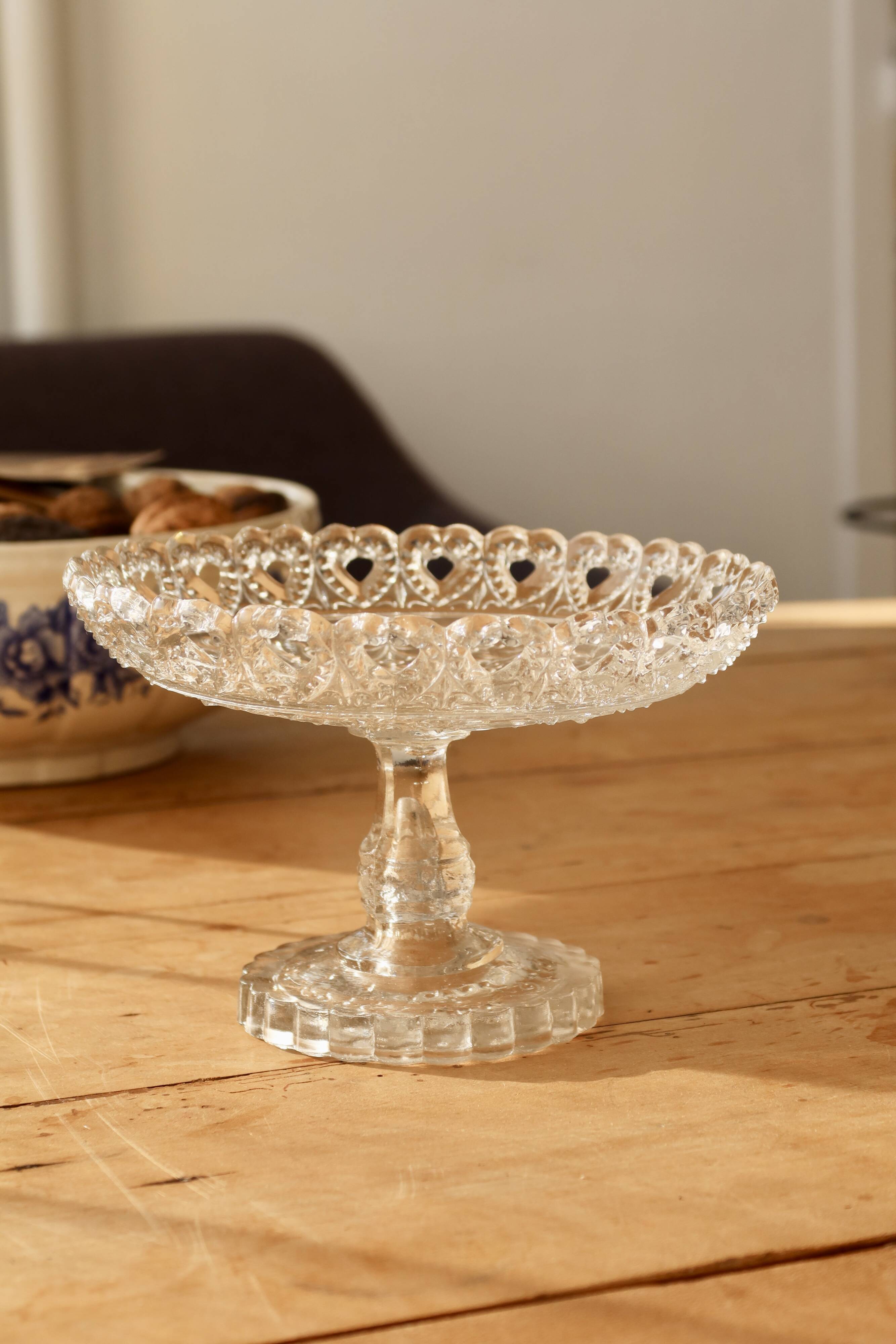 Vintage molded glass compote dish
