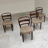 Set of 4 Fischel art deco chairs, fabric and walnut, year 30