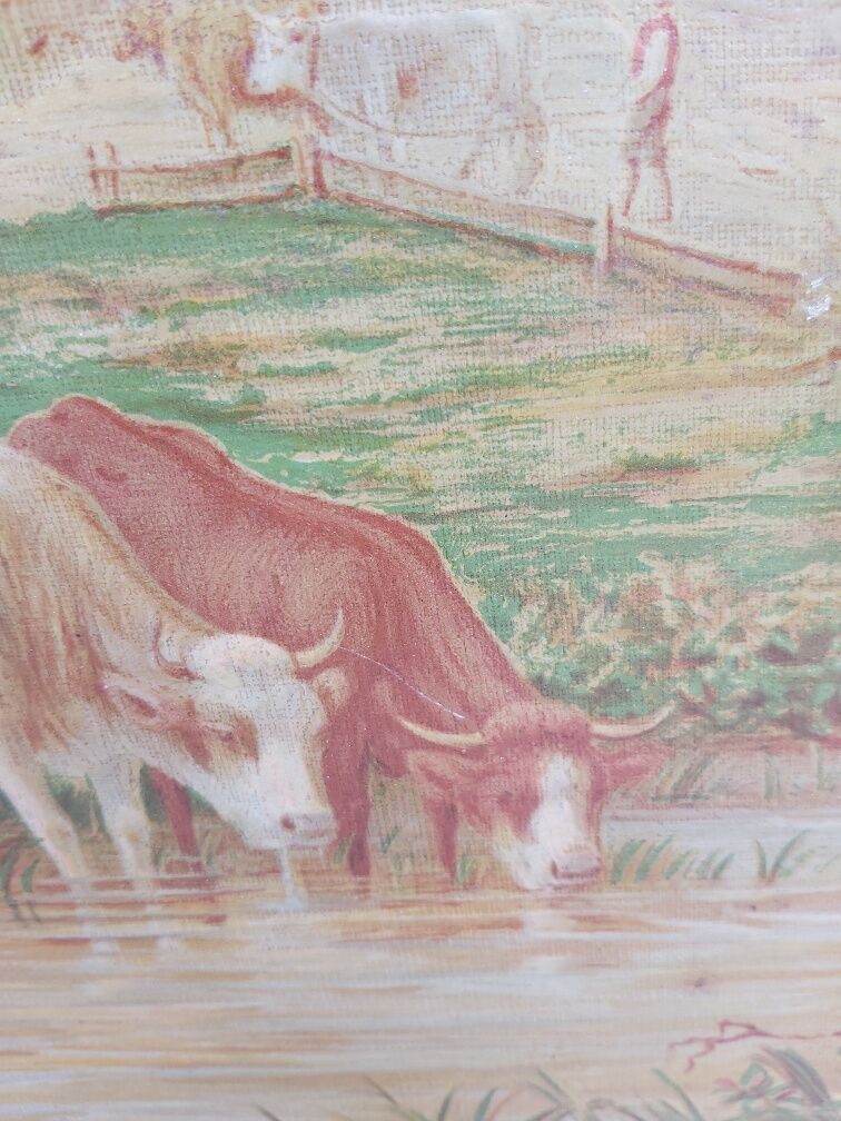 Paire de paysage vaches encadré