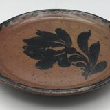 Set of 2 plates in pyrite stoneware with floral decoration h. siegfried, souffle