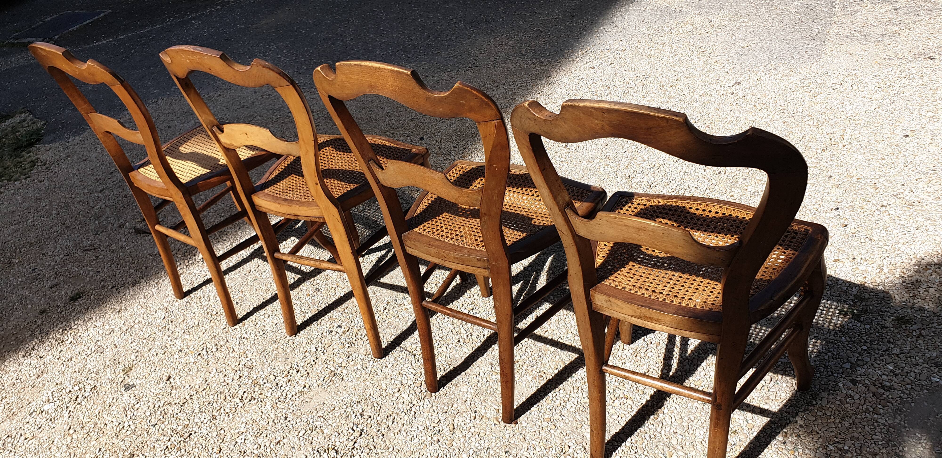4 chairs Louis Philippe canné