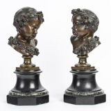 "The Children of Bacchus" Pair of Putti in bronze Late 19th Century