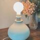 Vintage White Crackled Glazed Ceramic Lamp | Stoneware Base Varnished Light Bohemian Chic Artisan Table Bedside Lamp