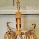 Vintage rattan chandelier 60s 4 branches