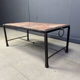 Spanish iron and ceramic tile coffee table, 1950s