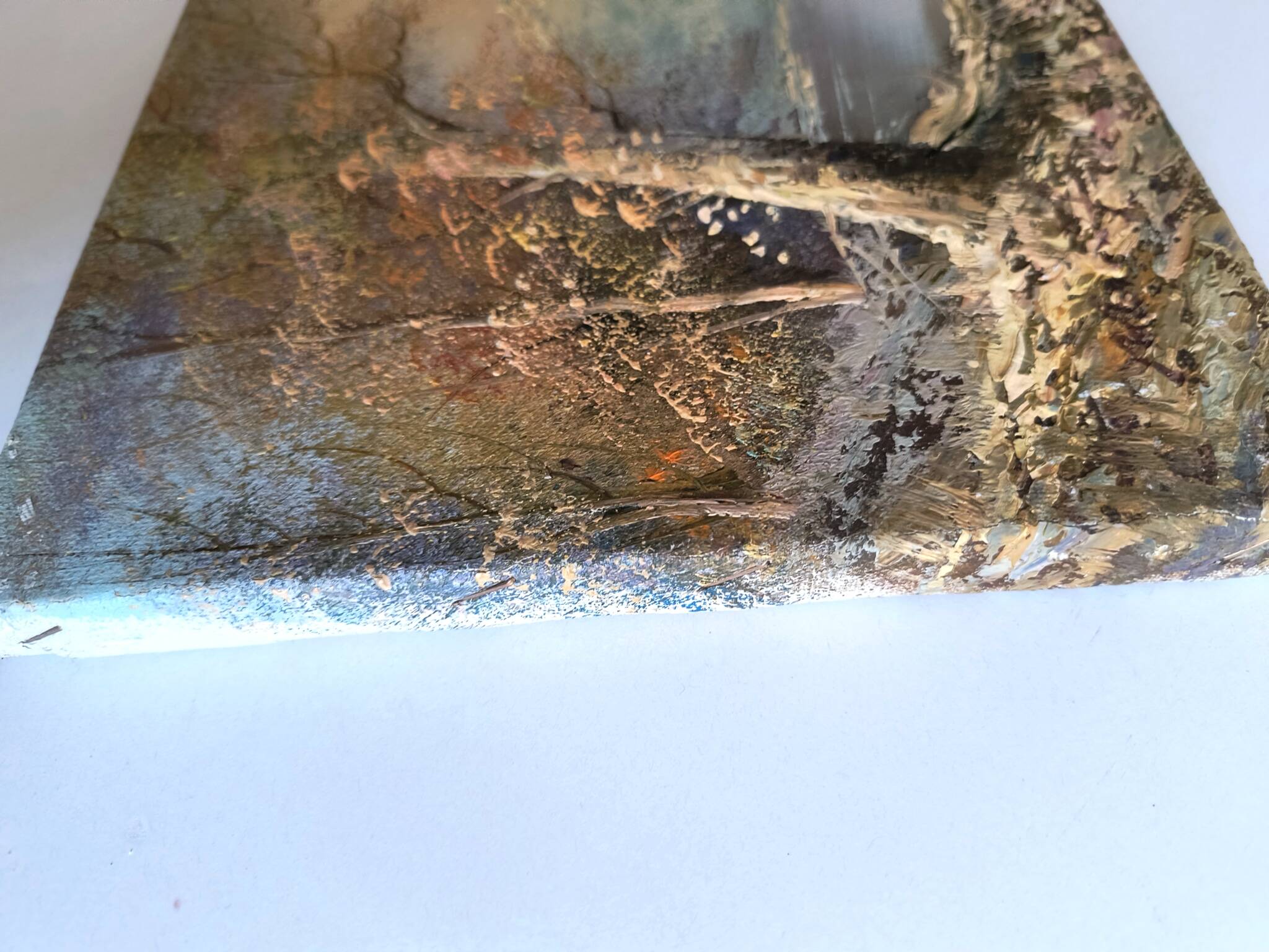 Antique oil painting – Lakeside – nature and tranquility