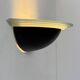 Vintage half-moon wall light, sandblasted glass and black lacquered metal, France, 1970
