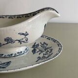 Sauce boat in blue iron earth Sarreguemines model Carmen