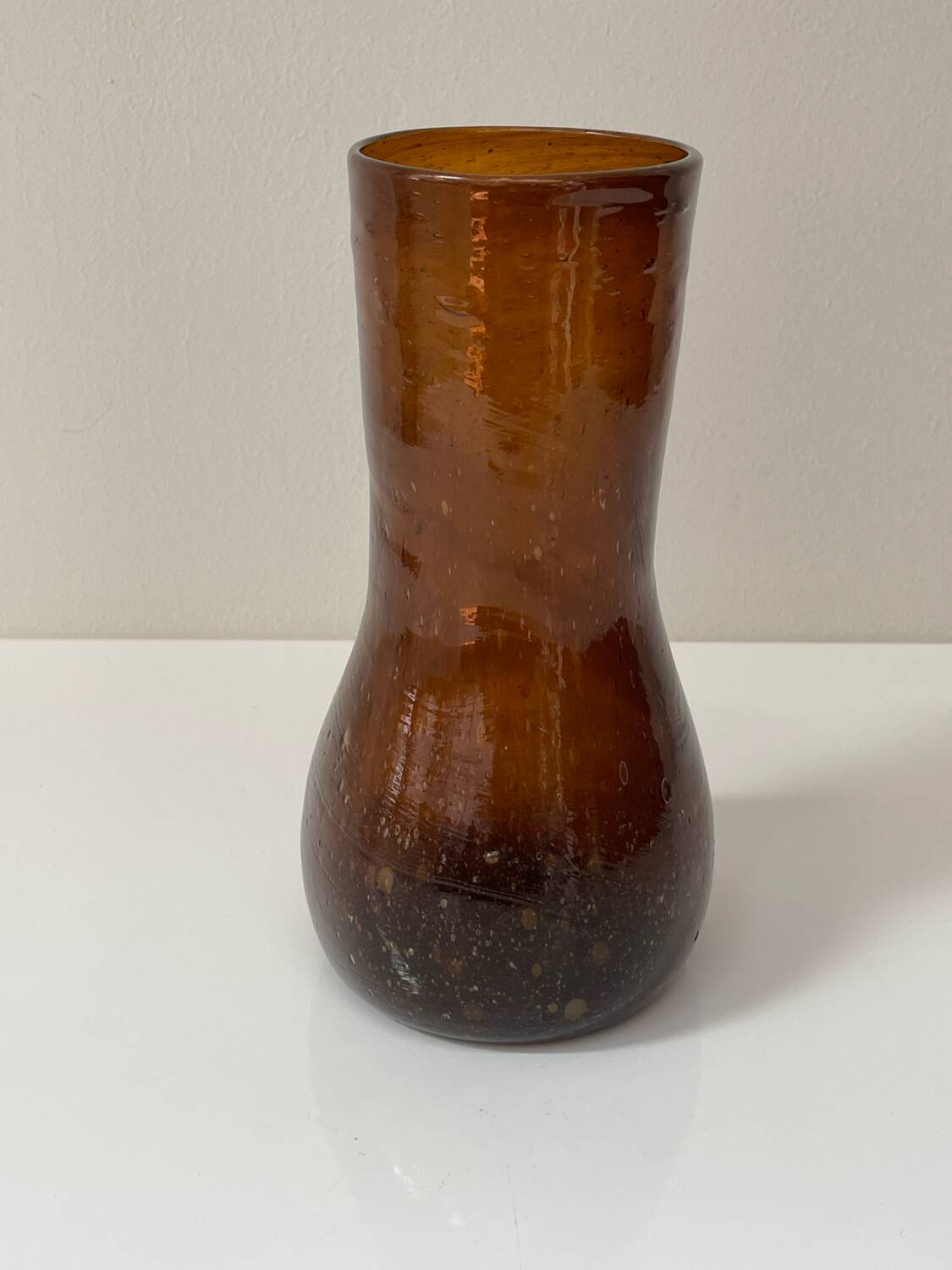 Vintage amber blown glass artisanal vase