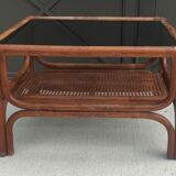 Vintage coffee table bamboo and rattan