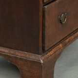 Antique English oak secretary from the 18th century with a stepped interior