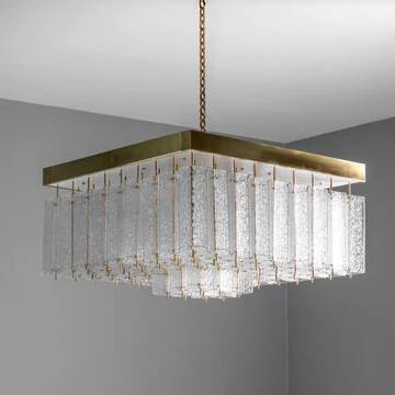 Bohemian flush-mount light in textured glass & brass, 1960s