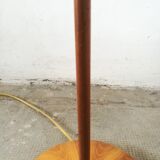 Wood and brass floor lamp