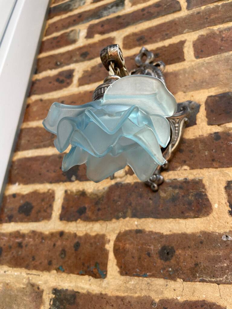 Made in France 607 - Wall lamp (1) - Art Nouveau - Silver bronze, Glass