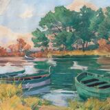 Gouache Painting Jacques Louis ODIER (1853-1930) l'Aiguade Porquerolles 1929