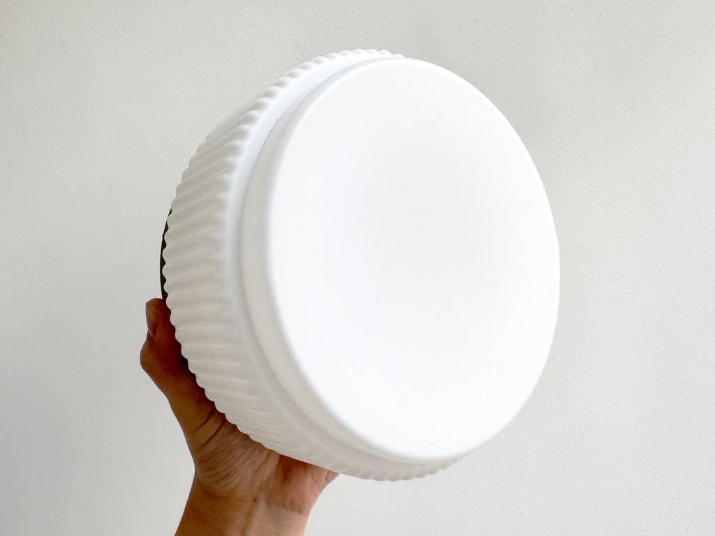Round vintage ribbed glass ceiling lamp