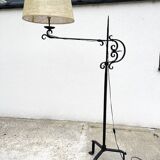 Wrought iron and cane floor lamp, 1970