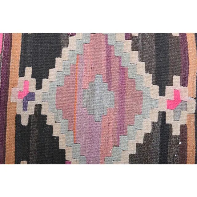 Vintage Turkish Oushak Handmade Wool Cotton Pink Kilim Runner  81x327