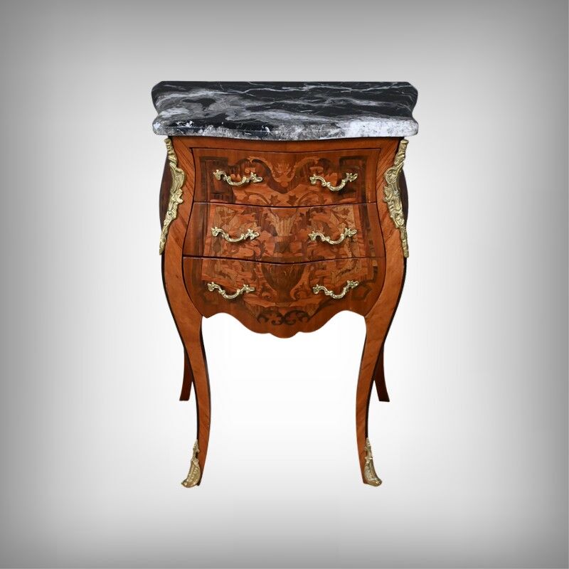 Petit meuble de salon en marqueterie, style Louis XV – Milieu XXe