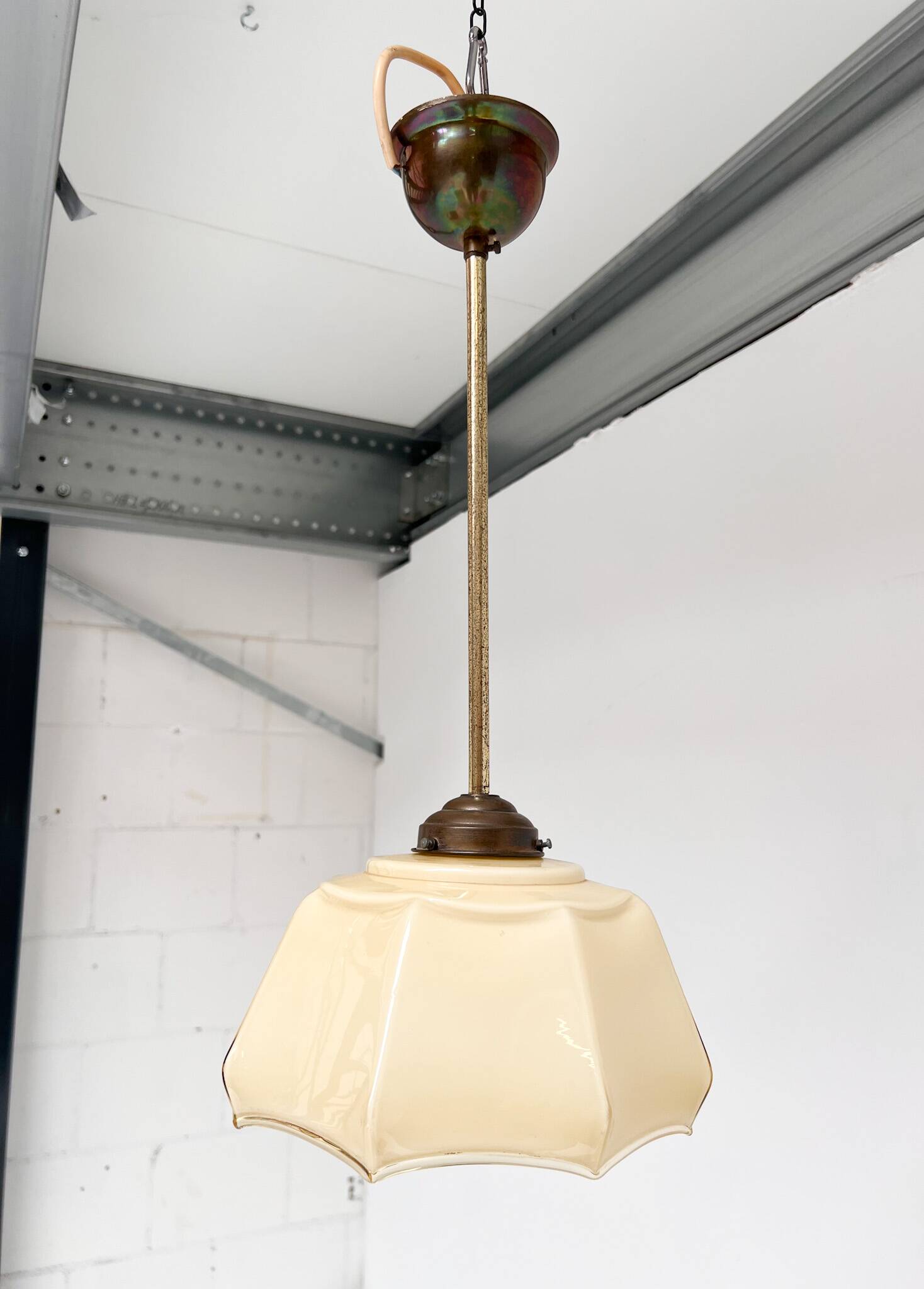 Curved glass Art Deco ceiling lamp, 1930s