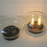Set of 2 Vintage Space Age Stye Sconces Copper Flush Mount Lights 1980's