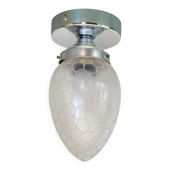 Ceiling light, shell, globe, stainless steel mounting rosette