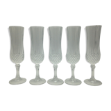 Lot of 5 D'arques Crystal champagne flutes model Longchamp