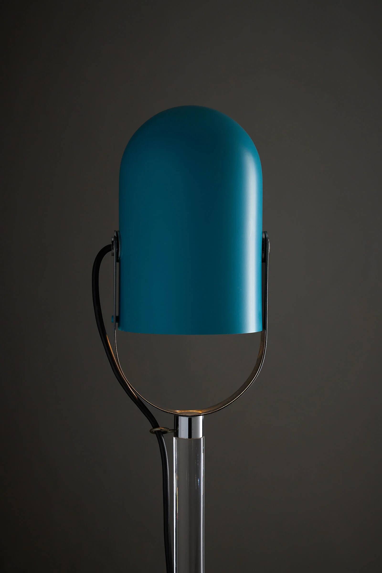 Turquoise floor lamp with plexi stem by Cosack