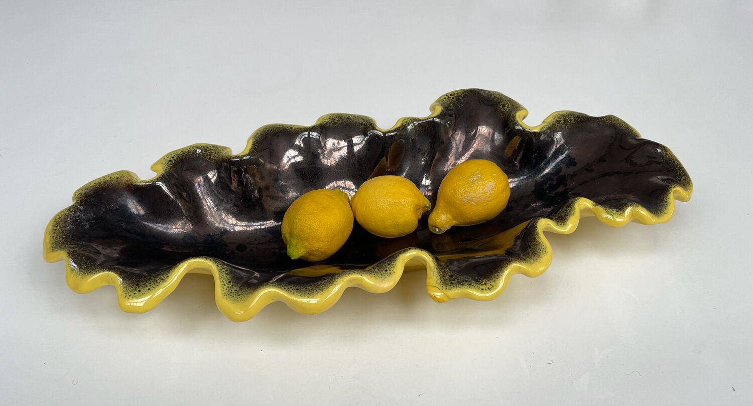 Ceramic leaf centrepiece Ceramidi Marseille vintage ceramics