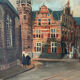 Scene de rue flamande, huile sur toile