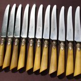 24 knives handle horn and ferrules worked
