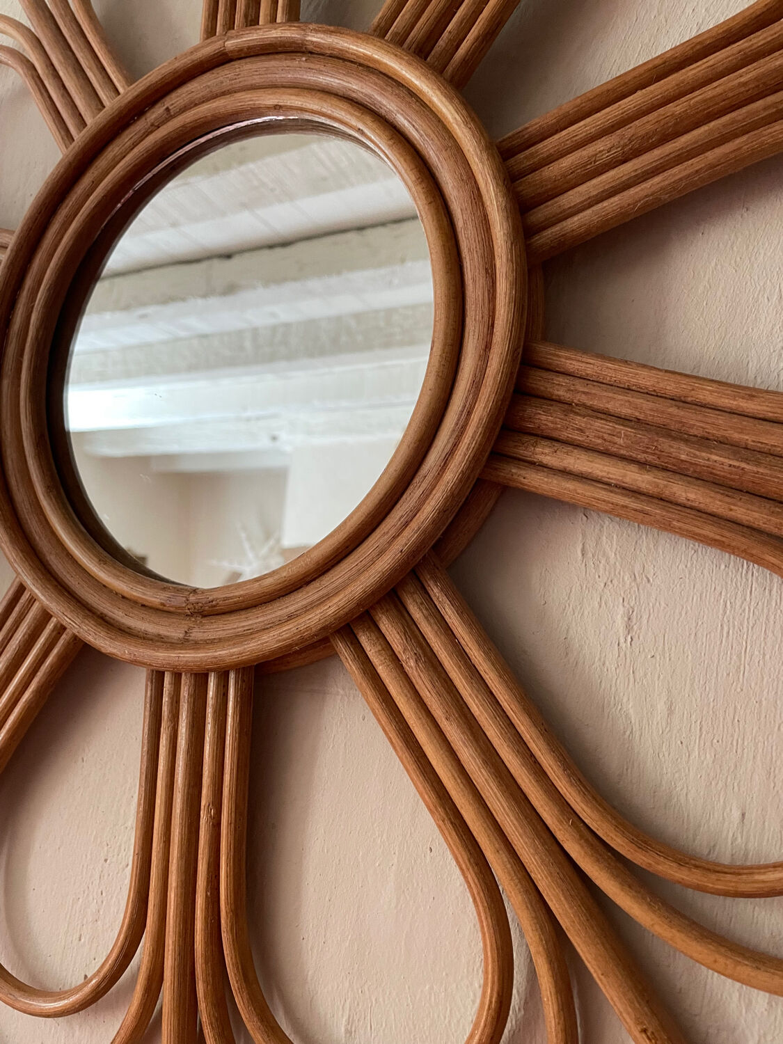 Rattan sun mirror