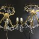 Pair of 3-light bronze and crystal wall lights