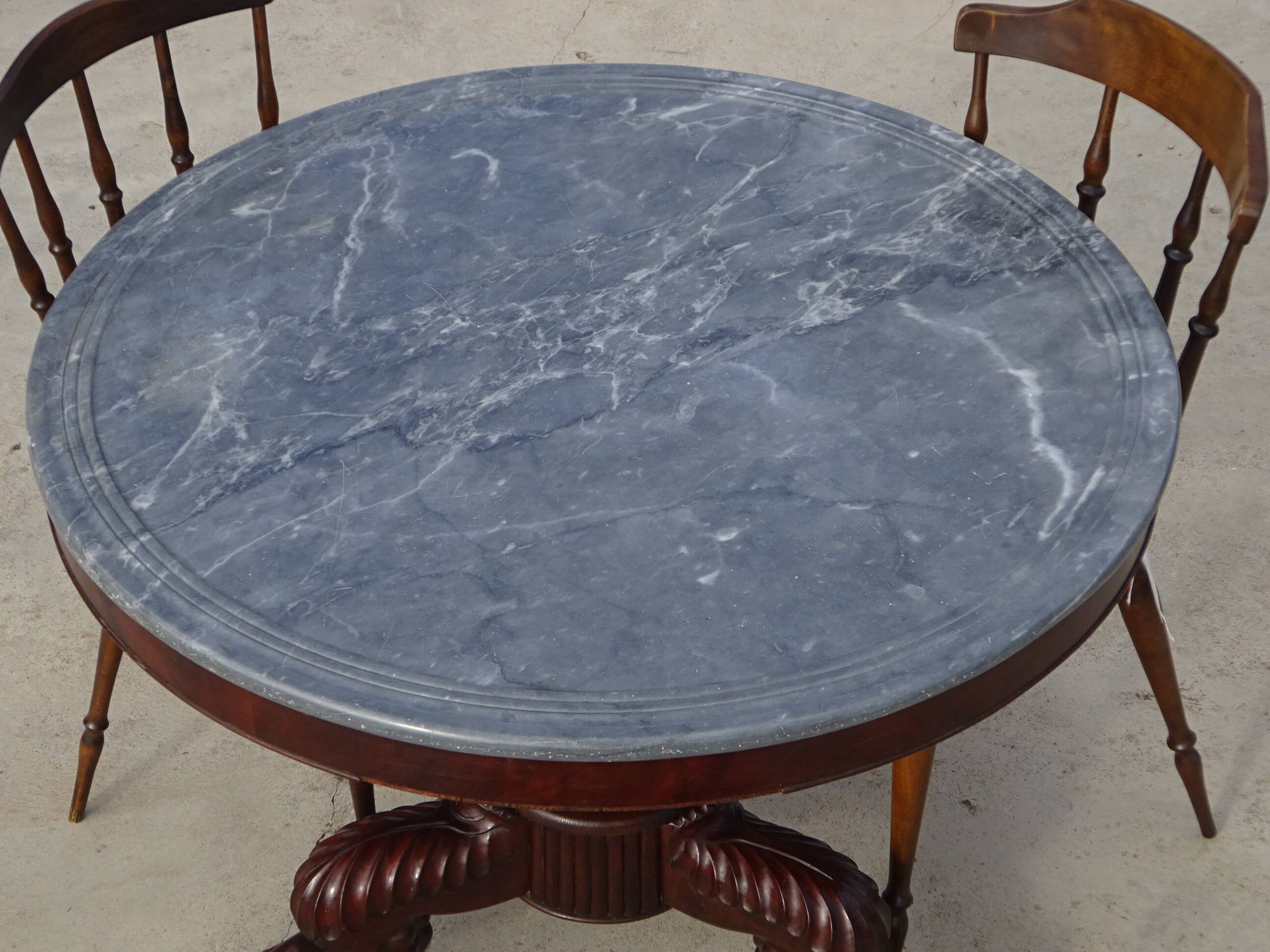 Empire guéridon, rotating marble top