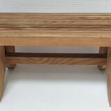 Vintage solid pine slatted low stool