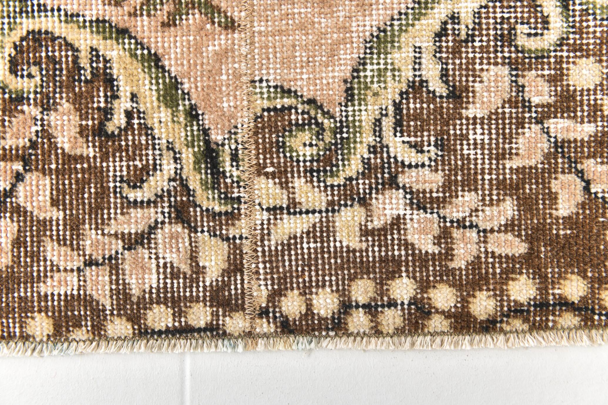 2x9 Rug For Floral Green Turkish Vintage Runner Rug, 64x279Cm SKU 24965