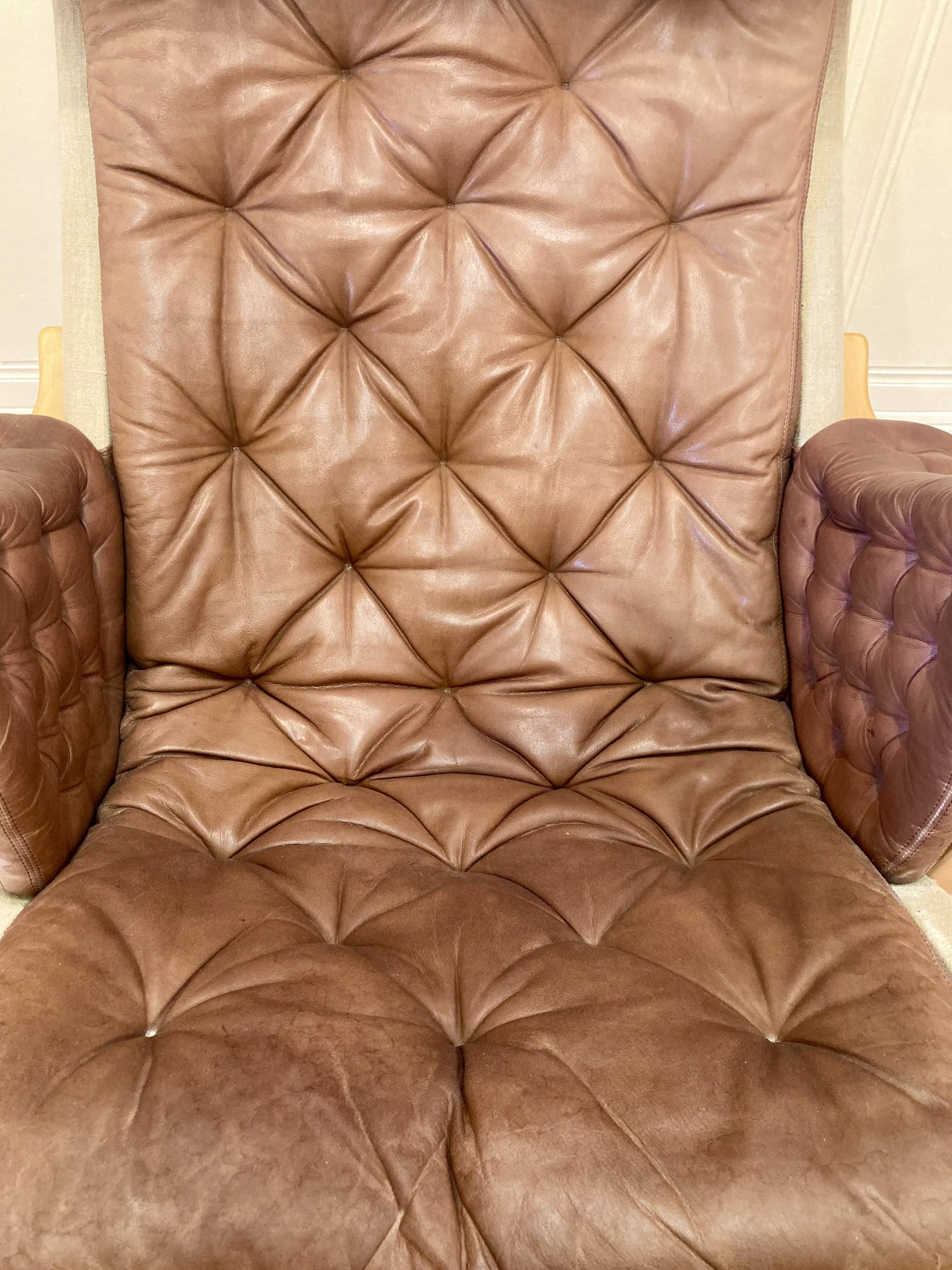 FAUTEUIL BRUNO MATHSSON CUIR 1960.