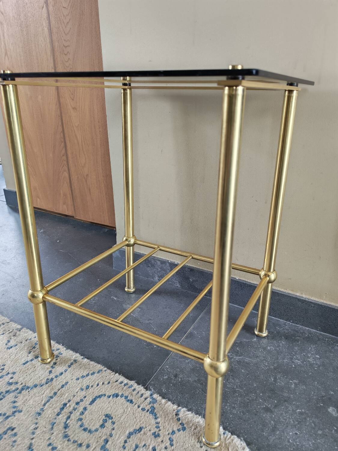 Table d'appoint vintage laiton et verre
