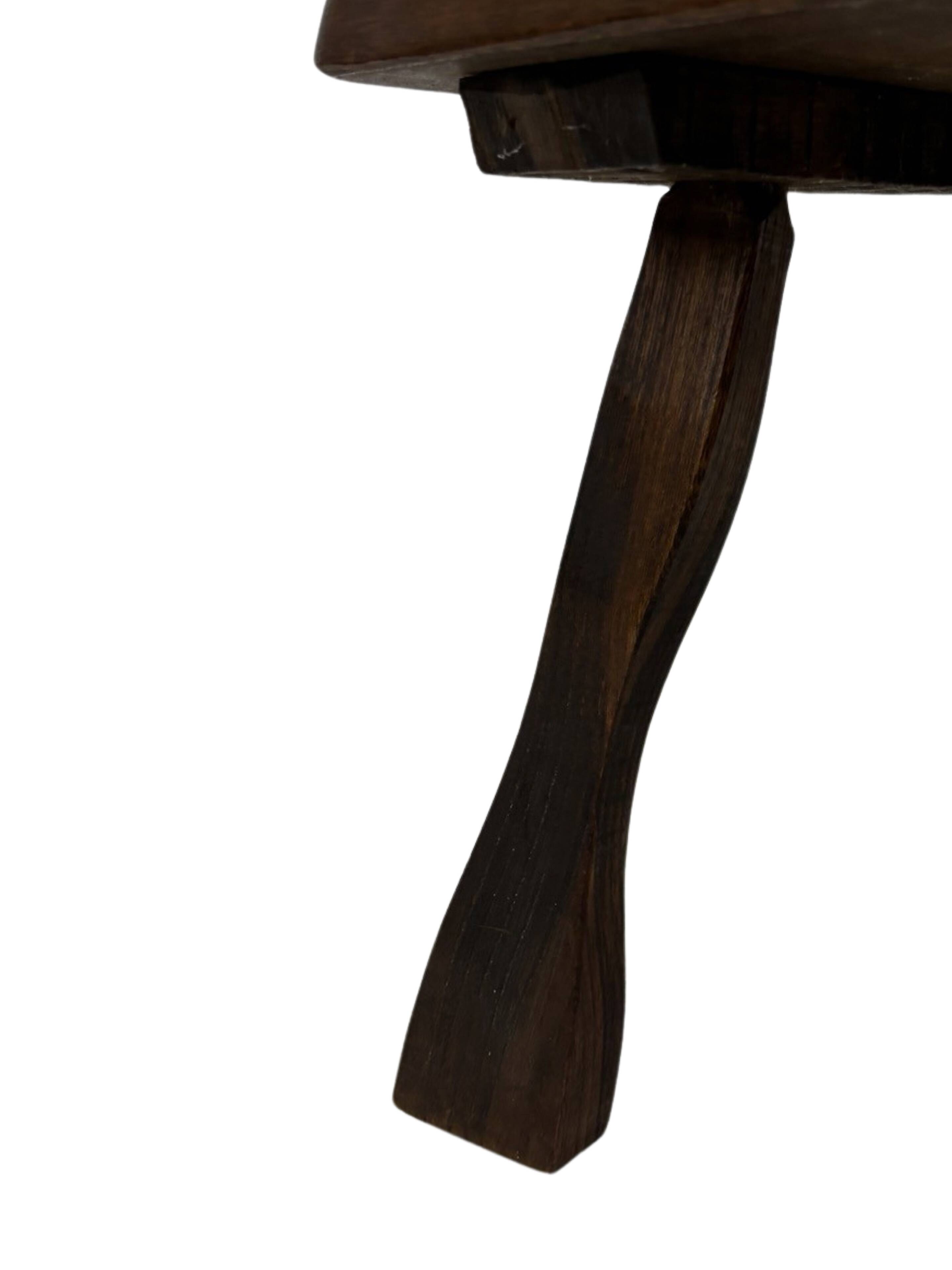 Vintage brutalist side table minimalistic design in dark wood