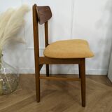 Scandinavian chair with mustard yellow fabric