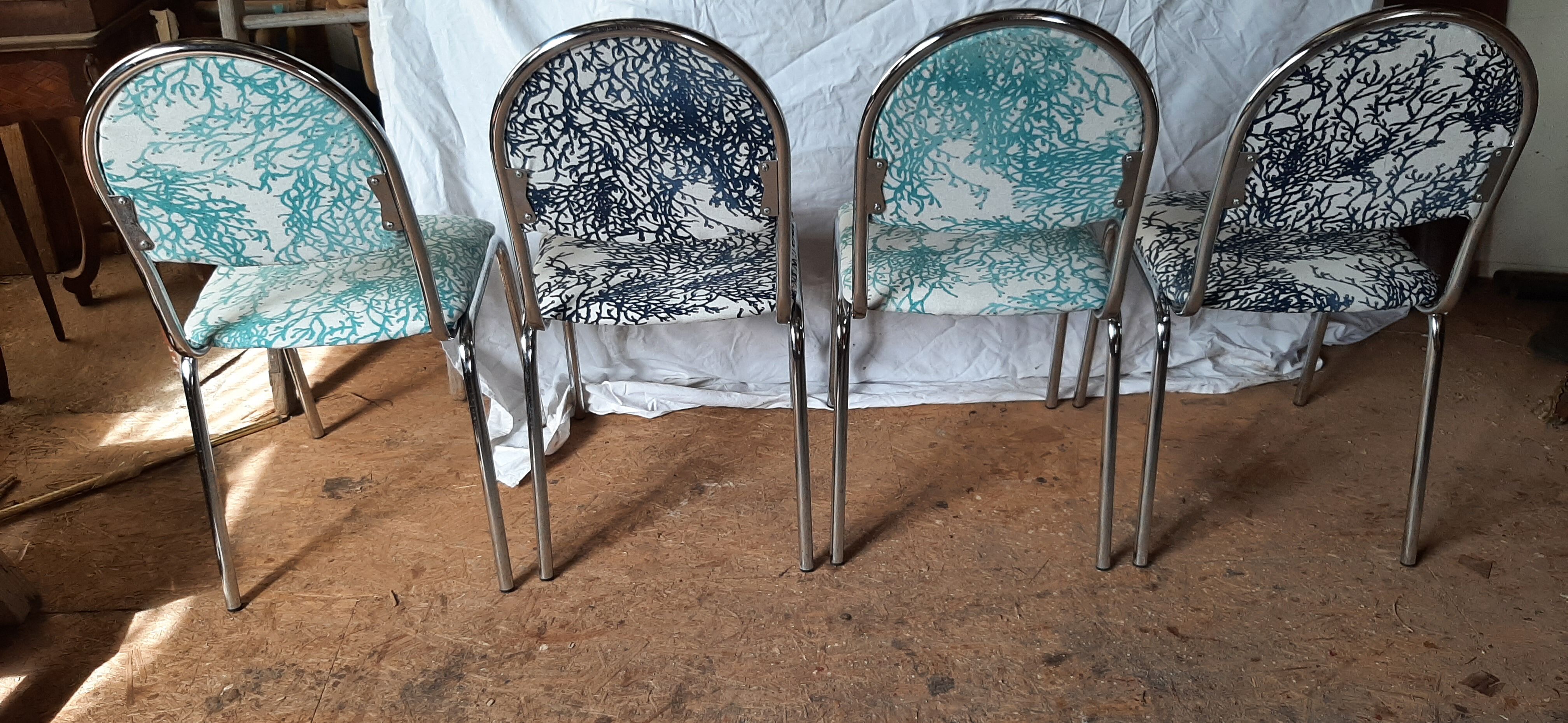 Series of vintage chrome chairs
