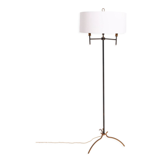 Tripod floor lamp black and brass, 1960s