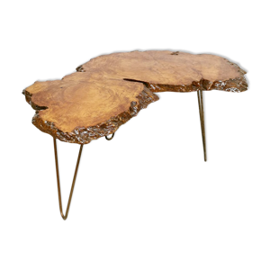 Table d’appoint vintage en tronc d’arbre table basse