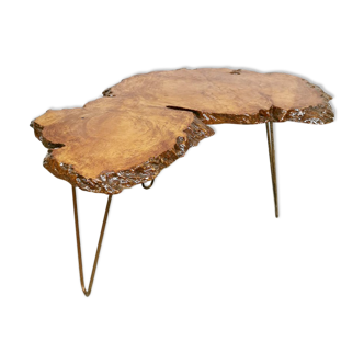 Table basse de table d'appoint en tronc d'arbre vintage