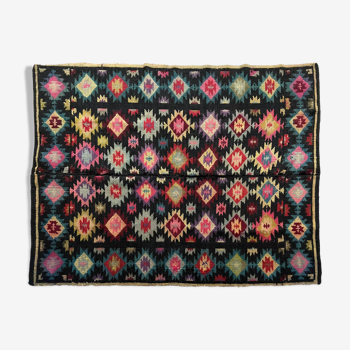 Tapis roumain en laine vintage au design coloré, 190x154 cm