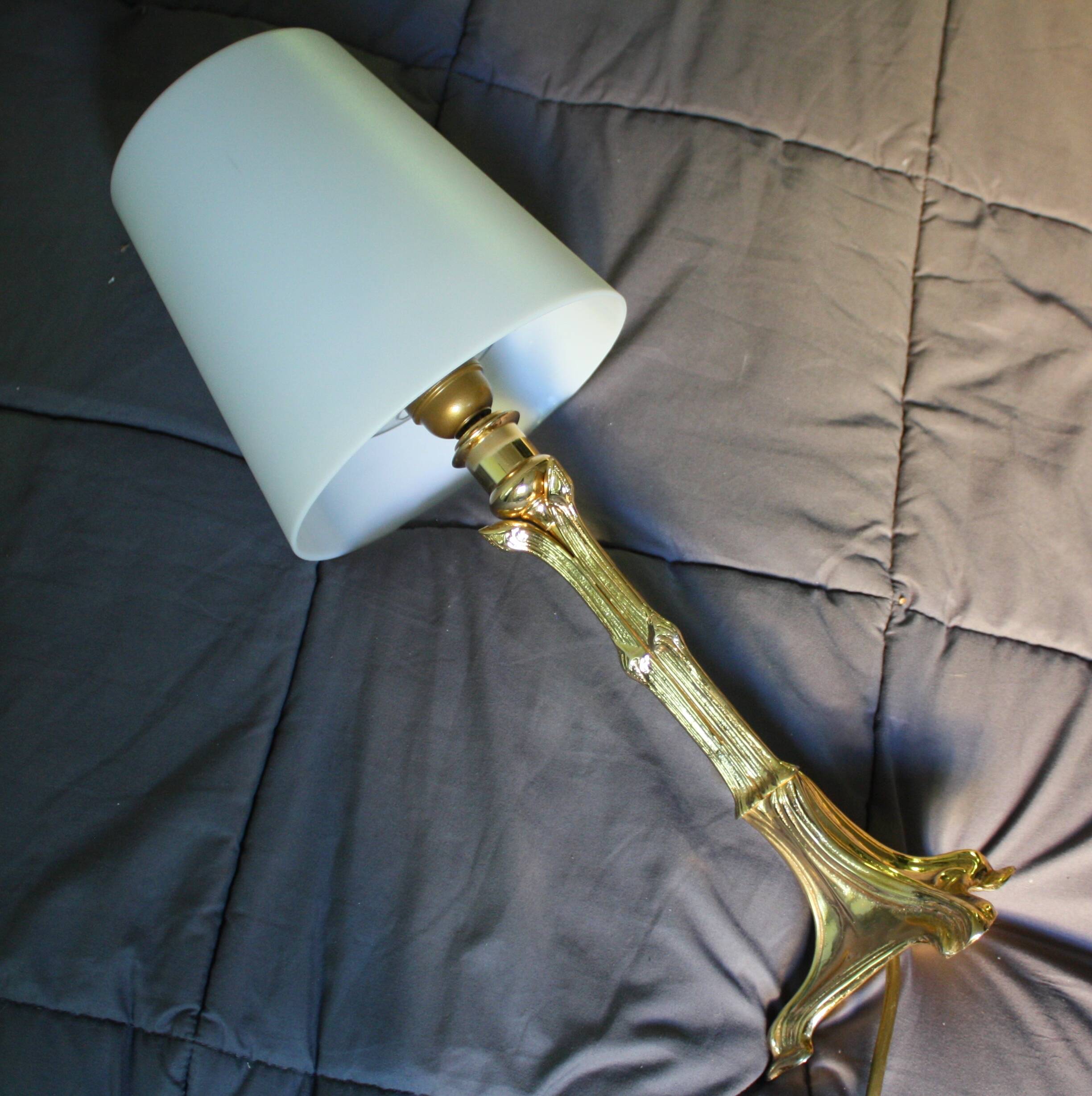 Vintage bamboo style brass lamp 70's signed cattadori