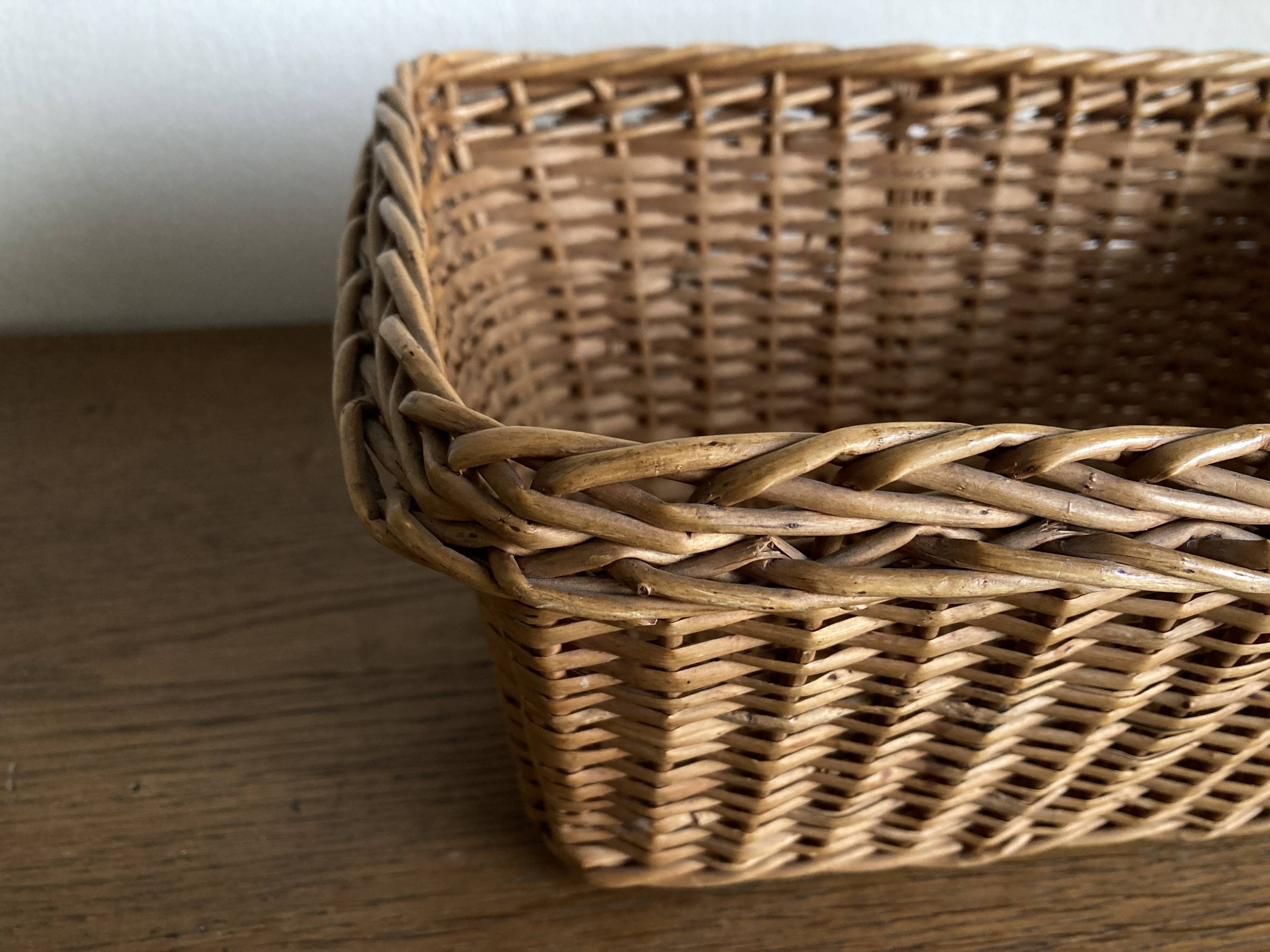 Antique rattan storage basket by basket makers XS